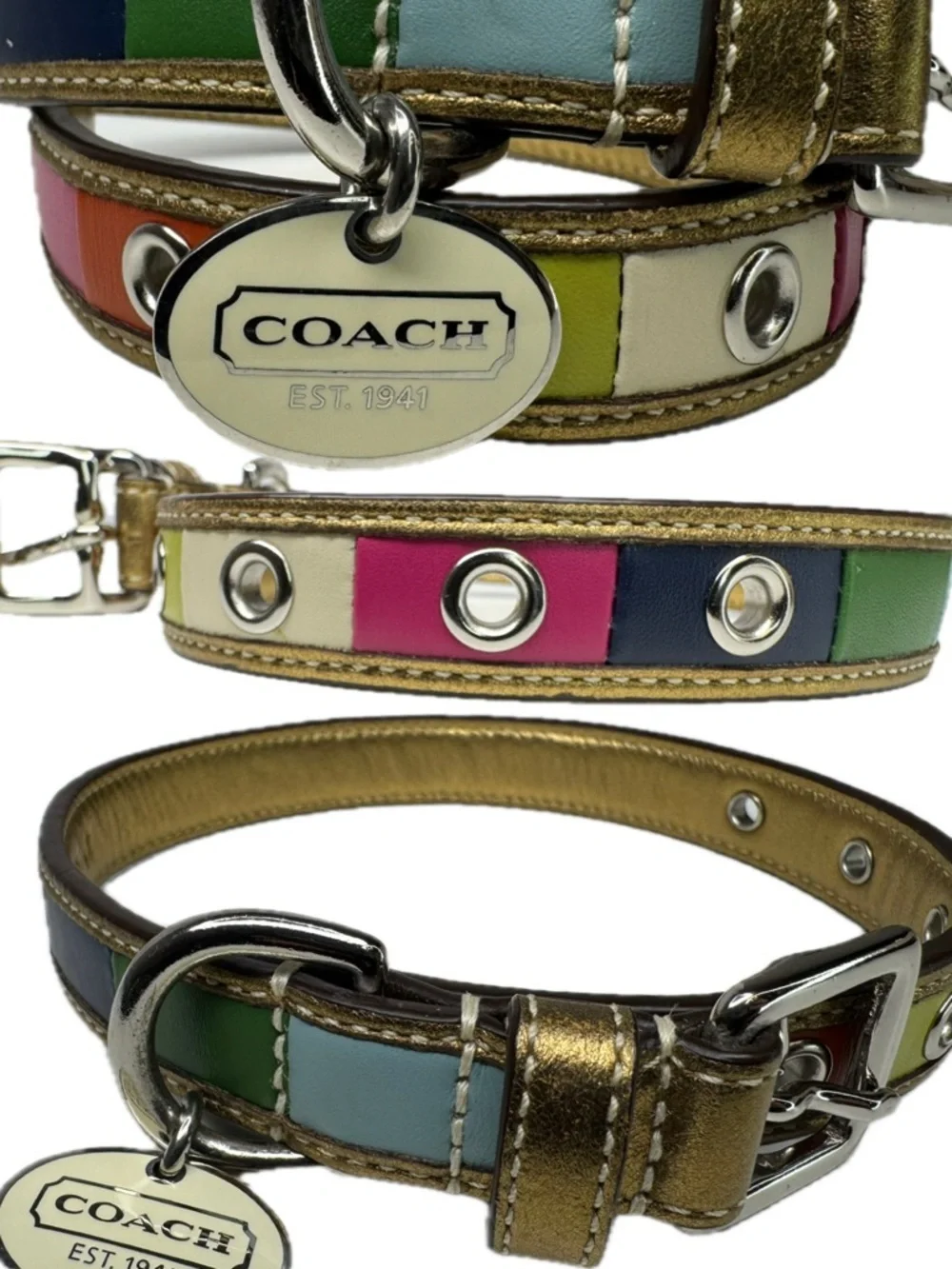Coach Legacy Color Block Leather Y2K Vintage Rare Size Small Dog Collar